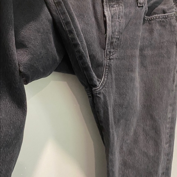 Agolde Criss Cross 90s Pinch Waist Straight Jeans Black Grey Size 25 - Picture 10 of 16